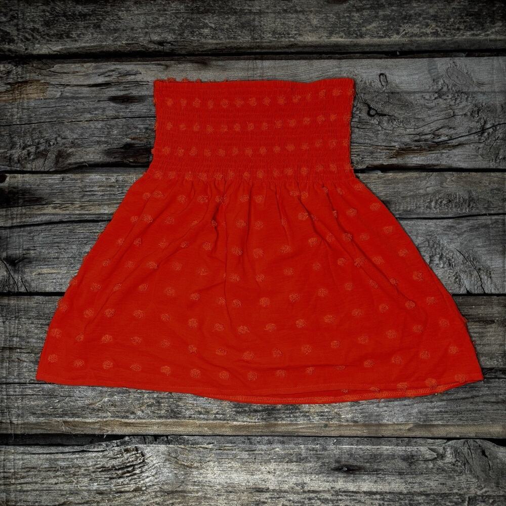 Flamingals Womens Smocked Tube Top Orange Size Medium Textured Boho Summer